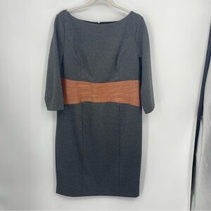 Focus by Shani dress knit faux leather waist gray size 14